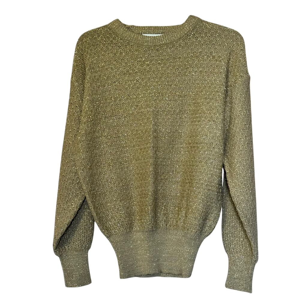Vintage Mi Ki Gold Metallic Sweater 25% Lurex Holiday Party Medium Y2K 90s